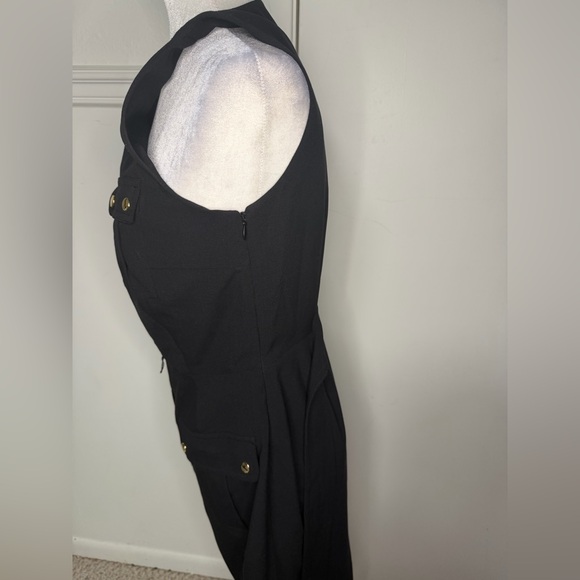 Calvin Klein Black Midi Dress with Gold Accents size 10 - Picture 4 of 7